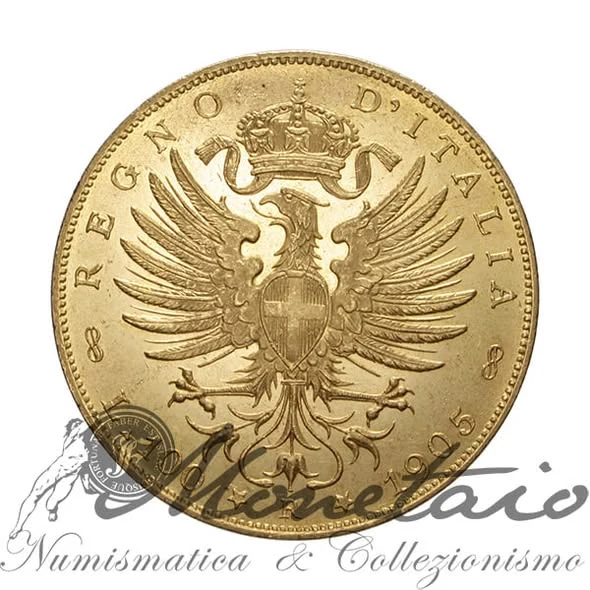 Moneta in oro con aquila e stemma del Regno d’Italia